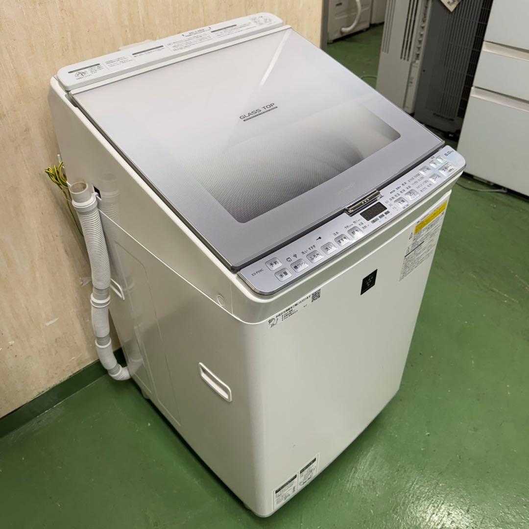 62○送料設置無料　19年製　シャープ洗濯機　8㌔　熱乾燥4.5KG 保証込み