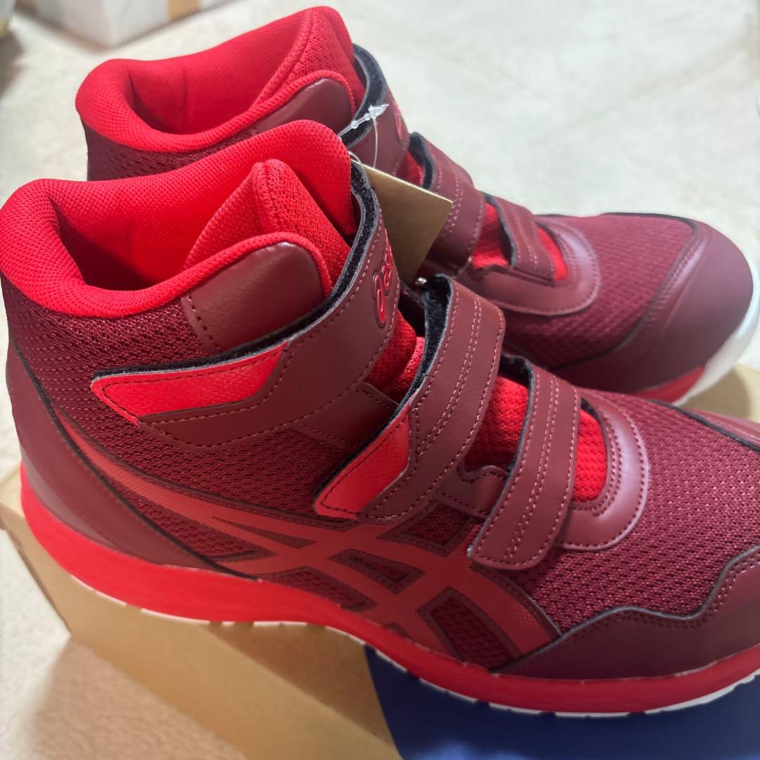 新品　未使用　ASICS ハイカット安全靴 レッド