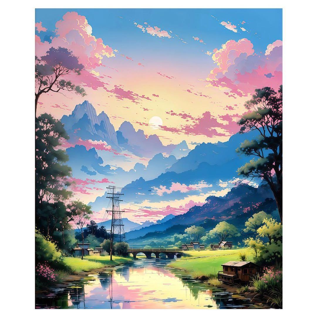 風景画 デジタルアート 夕焼け