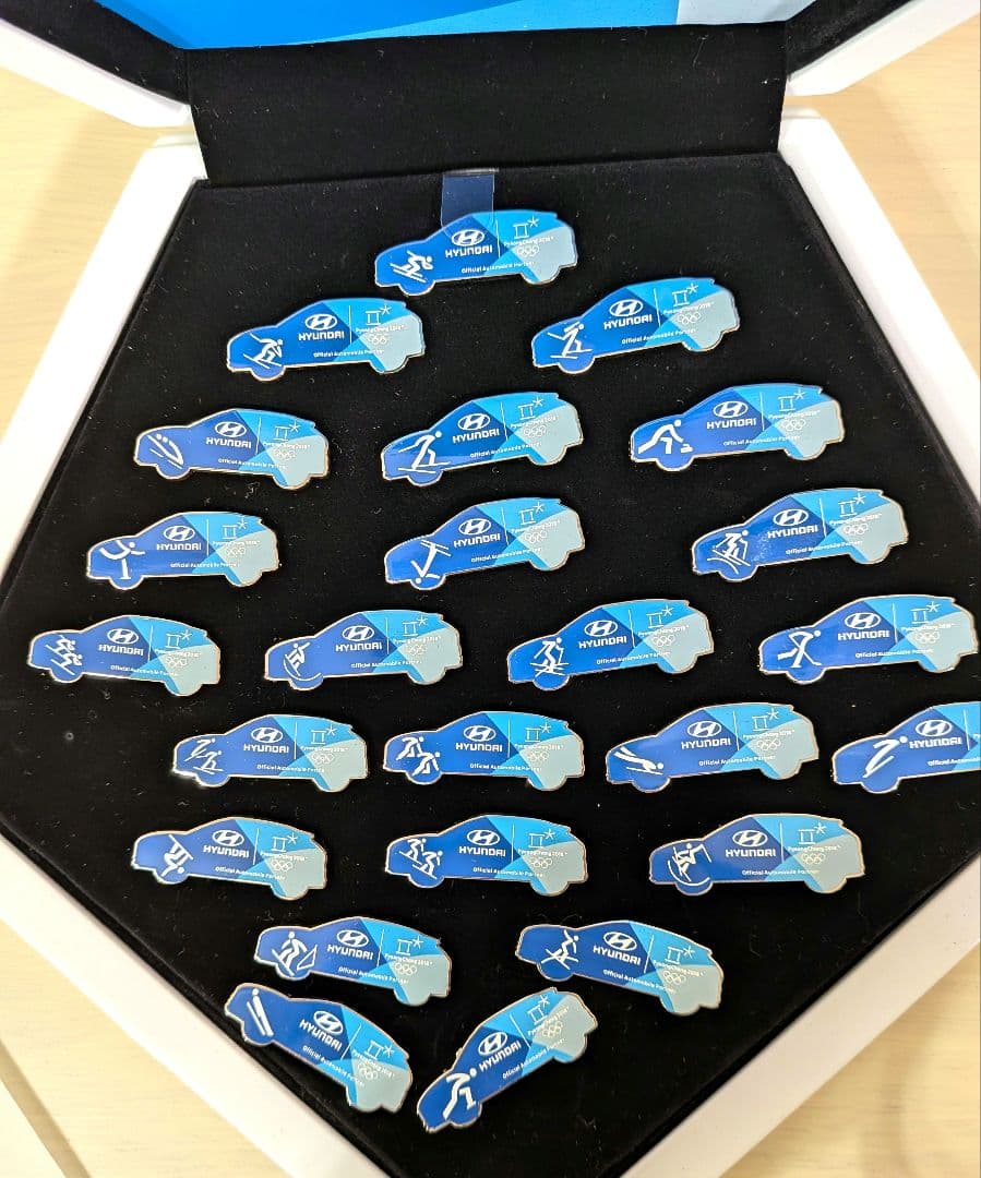 Hyundai 2018平昌冬季オリンピック記念ピンバッジセット ケース入