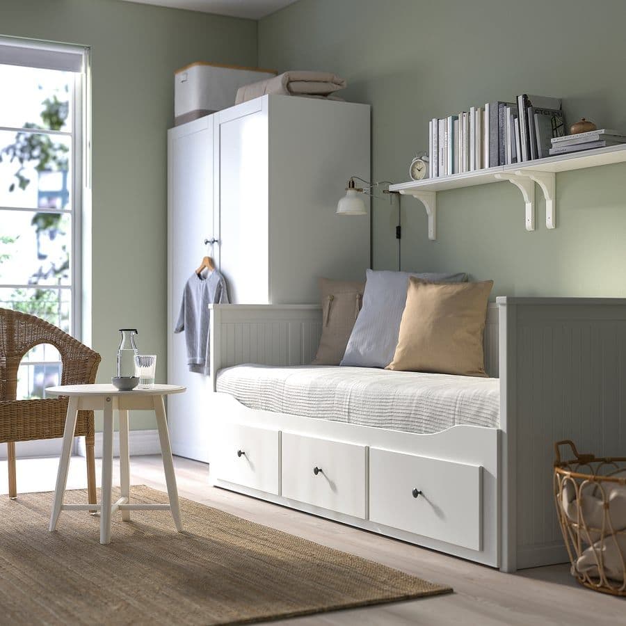 【美品】IKEA HEMNES ベッドフレーム シングル　ダブル引き出し付き